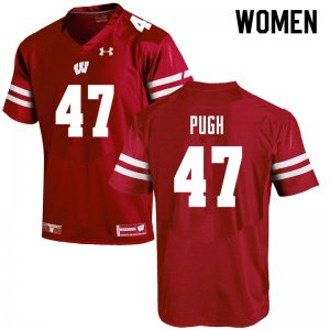 Women's Wisconsin Badgers NCAA #47 Jack Pugh Red Authentic Under Armour Stitched College Football Jersey GI31G01OW
